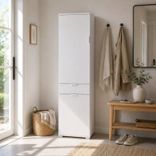 Kast kolom - DE WITTE STEEN - Model 4538174 cm - 2 deuren & 1 lade - Mat wit - Verstelbare planken