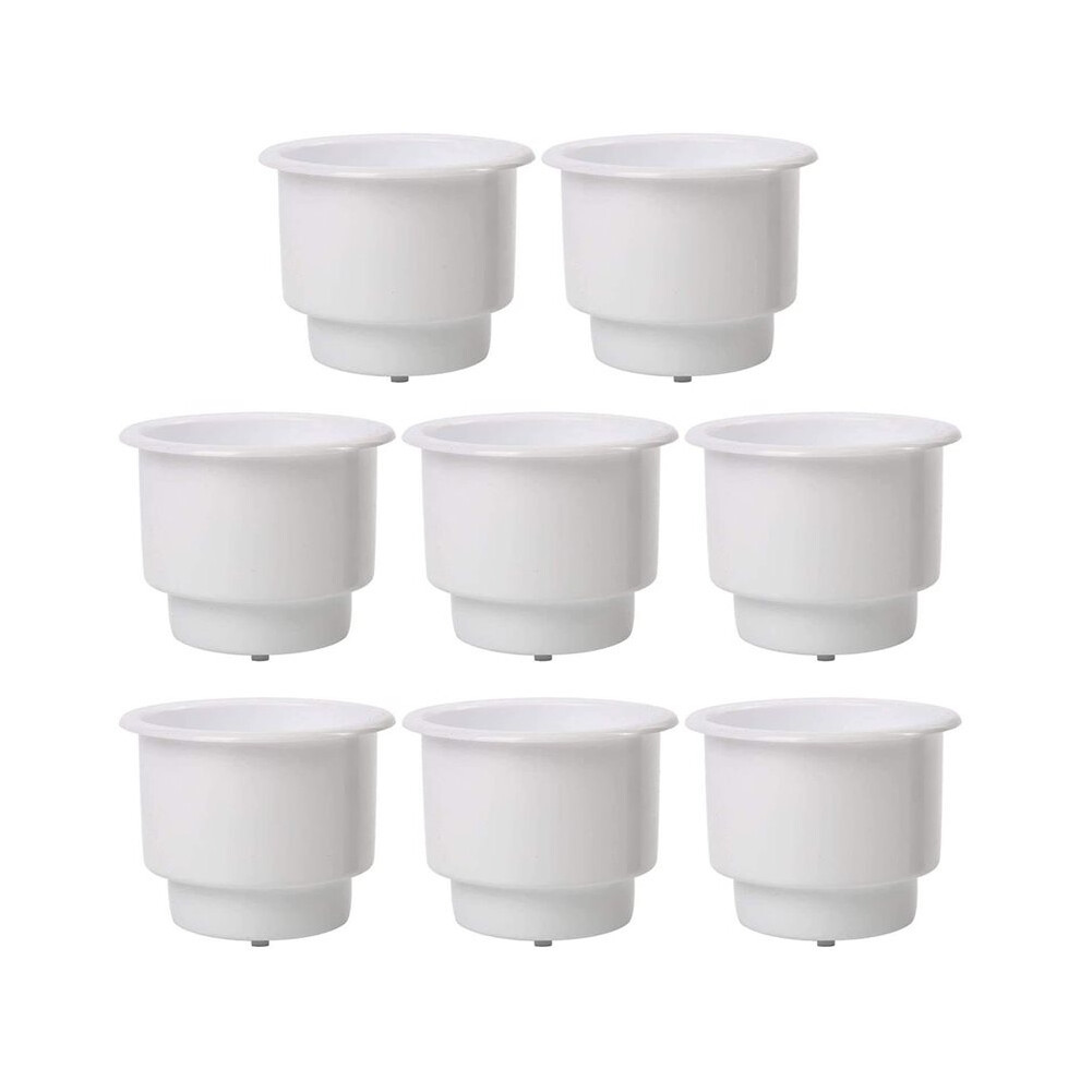 8 Pack Plastic Cup Drink Holder Insert Beverage Cup Holder, Water Cup Slot With Drain For Boat Car Marine Rv Etc. White 6033061096587