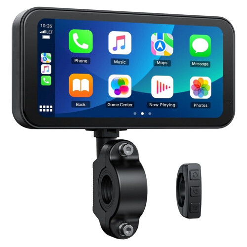 Motorcycle Carplay Screen, Wireless CarPlay & Android Auto with Design Mount 6.25 Inch Touchscreen Navigation