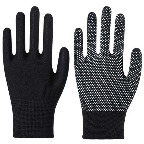 Nylon Work Gloves, Non-Slip, Wear-Resistant, Packaging,Protection, Breathable, Construction Site, Labor Protection Black