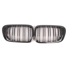 For M3-E46 2000-2006 Gloss Black Dual Slats Front Kidney Grilles 51138208685 51138208686