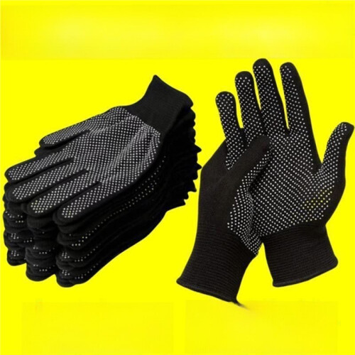 Nylon Work Gloves, Non-Slip, Wear-Resistant, Packaging,Protection, Breathable, Construction Site, Labor Protection Black 2