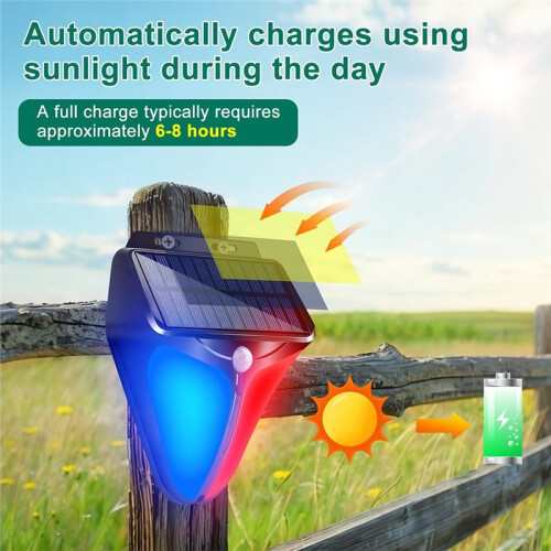 Solar Strobe Warning Light with 90DB Alarm, Motion Sensor, IP65 Waterproof for Outdoor Security 2