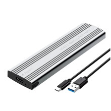 M.2 SSD-Gehäuse, USB 3.2 Gen1 5 Gbit/S Typ-C, Externes Festplattengehäuse, M.2 NGFF, B+M-Key, Silber