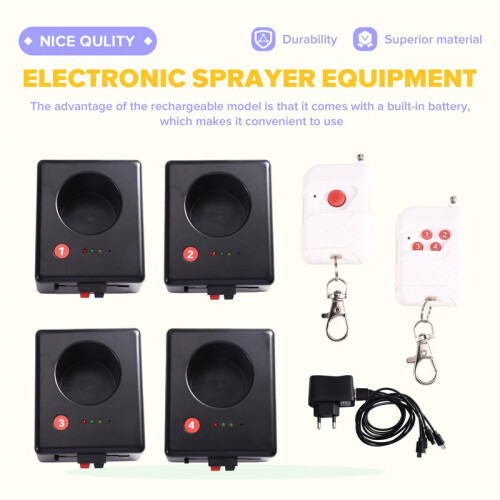 Stage Electronic Sprayer Equipment Bar Wedding Performance Props Starlight Waterfall Machine, 2 Control+4 Base EU Plug 1