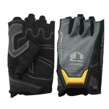 TOUGHBUILT TB-G06-L Microfiber Abrasion Resistant Half Finger Work Gloves Hand Protection Power Tool Accessories