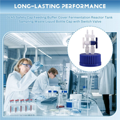 GL45 Safety Cap Feeding Buffer Cover Fermentation Reactor Tank Sampling Waste Liquid Bottle Cap with  Valve 2