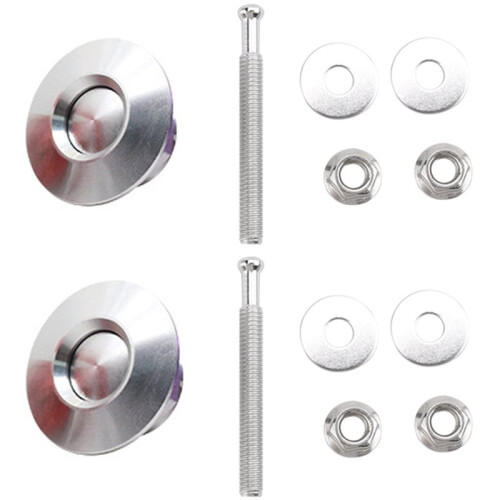 2 PCS Push Button Quick Release Hood Bonnet Pins Lock Clip Car Bumper  Kit Silver
