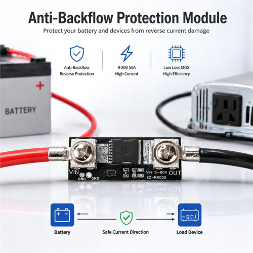 80V 50A High Current Ideal Diode Module for Solar Charging Circuit Reverse Current Protection Module with Terminal 2