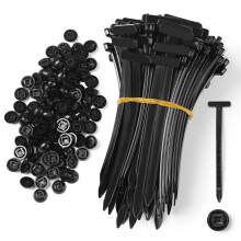 100Pcs PP Universal Cable Tie Buckle PP Zip Ties Double Sided Buckle & Button Design for Car Daily Repair