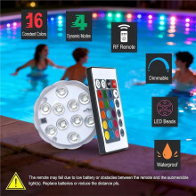Waterdichte LED-Onderdompelbare Lampen met Afstandsbediening, 16 Kleuren, 4 Standen voor Zwembaden, Badkuipen en Meer.