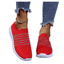 Scarpe da passeggio da donna slip-on in mesh traspirante, colore rosso, taglia 7.5