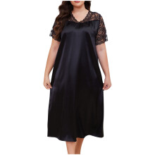 Damesslaapjurk met korte mouwen, plus size, van nylon en spandex.