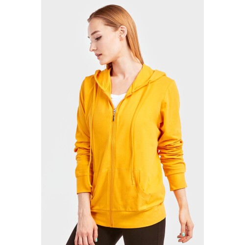Giacca con cappuccio e zip da donna, leggera, in misto cotone. 2