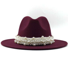 Damen-Fedora-Hut aus Wolle im britischen Stil mit breiter Krempe und