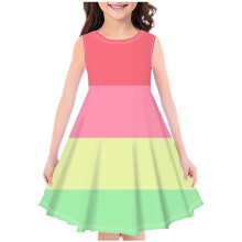 Ärmelloses Sommerkleid für Mädchen mit Karomuster und Blumenmuster