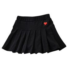 Gonna plissettata in cotone da bambina con pantaloncini incorporati, nera