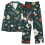 Conjunto de pijama de Natal feminino com decote em V, manga comprida e elástico. 1