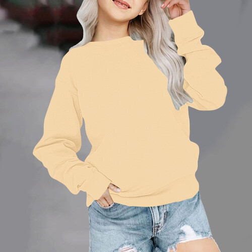 Barntröja Enfärgad Rund Hals Långärmad Beige 1