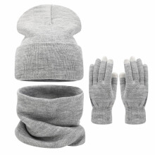 Conjunto de gorro, cachecol e luvas feminino, ideal para o inverno. Tricô quentinho e confortável.