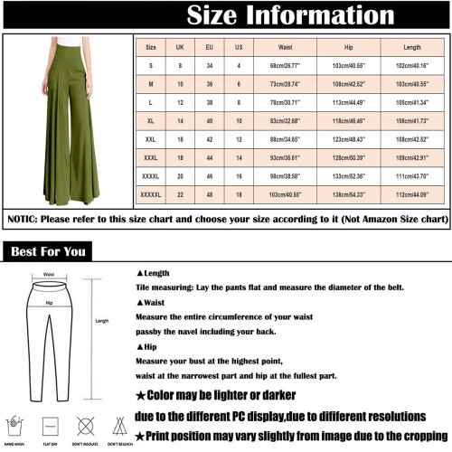 Damen Palazzo-Hose mit weitem Bein, Armeegrün 2