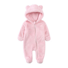 Babyfleece jumpsuit met capuchon en berenoortjes (1 stuk)