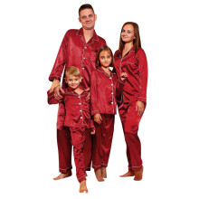 Conjunto de pijama de satén para mujer, liso, a juego para toda la familia, talla XXL