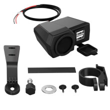 3-in-1 Motorlader met Digitale Spannings- en Temperatuurweergave, Dubbele USB-Lader voor Mobiele Telefoon, 5V3A Autolader