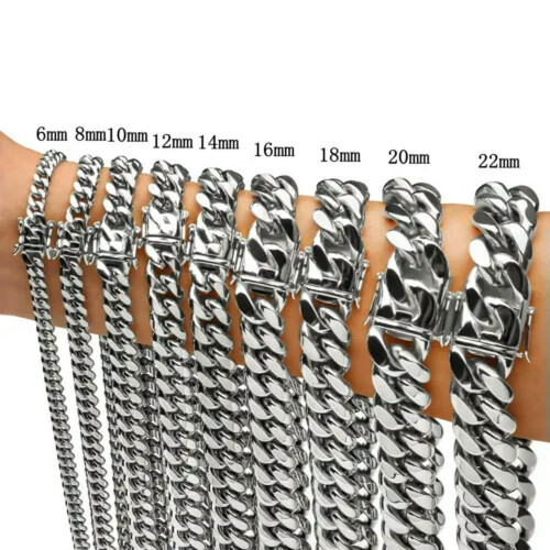 Κολιέ EASTIN Miami Cuban Link από ανοξείδωτο ατσάλι, ασημί 32 1