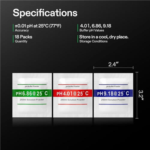 36-Pack PH Meter Buffer Solution Powder, PH 6.86/4.00/9.18, PH Buffer Powder for Precise & Easy PH Tester Calibration 2