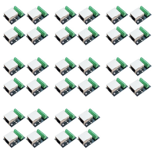 32PCS RJ45 Ethernet Female Socket Connector Breakout Board,2.54mm Connector Board Shielded Network Adapter Terminal