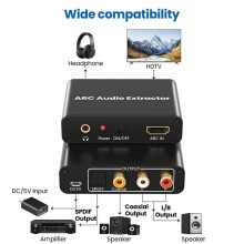 2X -Compatibele ARC-Adapter, met Digitale Optische TOSLINK SPDIF/Coaxiaal en Analoge 3,5 mm, HD ARC Naar RCA-Audioconverter