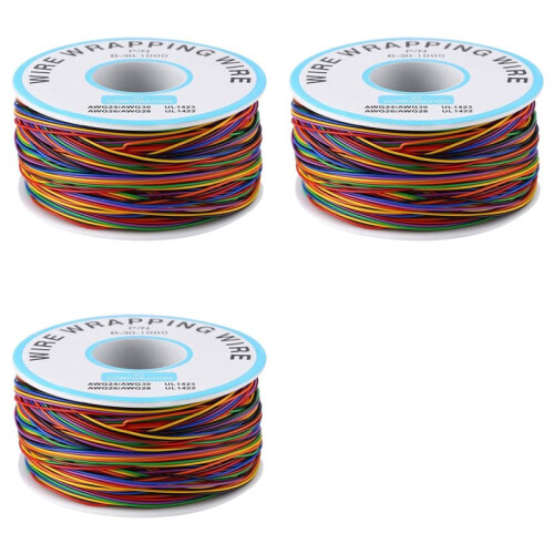 3X Tin Plated Copper Wire,8-Wire Colored Insulation Test Cable P/N B-30-1000 250M 30AWG Tinned Copper Solid Cable