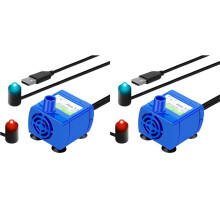 2X Wasserpumpe LED-Licht Haustier-Trinkbrunnenmotor mit Wassermangel- und Stromausfallwarnung für Haustier-Trinkspender
