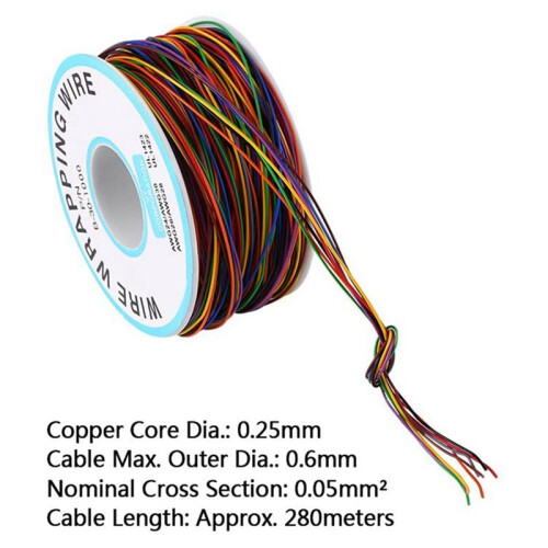 3X Tin Plated Copper Wire,8-Wire Colored Insulation Test Cable P/N B-30-1000 250M 30AWG Tinned Copper Solid Cable 2