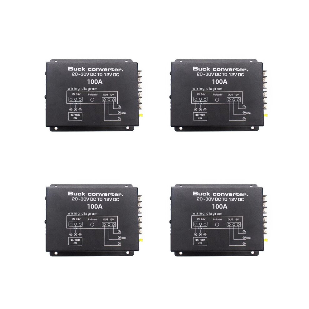 4X 100A 24V To 12V Car Power Converter Electric Converter With Temperature Control For Cart Club Car Truck Bus 6031300093649
