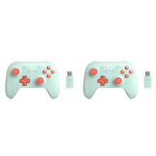 2X 8BitDo Wireless 2.4G Gaming Controller with Hall Effect Joystick for PC Raspberry Pi Android,Orange-Green