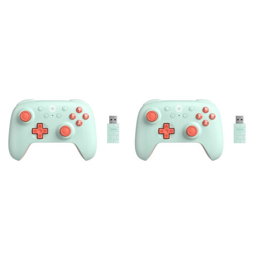 2X 8BitDo Wireless 2.4G Gaming Controller with Hall Effect Joystick for PC  Raspberry Pi Android,Orange-Green