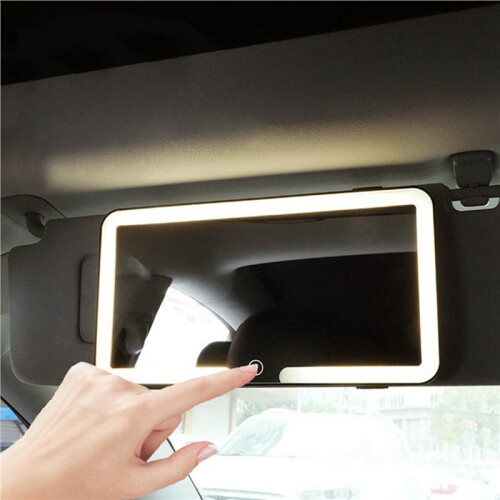 2X Sun Visor LED Makeup Mirror, Rechargeable Led Mirror with Dimmable Touch Screen, Makeup Mirror with 3 Light Modes, 2