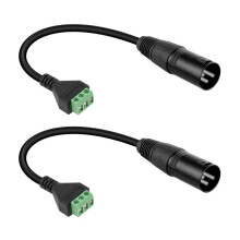 2-Pack XLR Mannelijke Naar 3-Pins Terminal Soldeerloze Schroefconverterkabel voor Studiomicrofoon, Luidsprekers, Live-Opnames