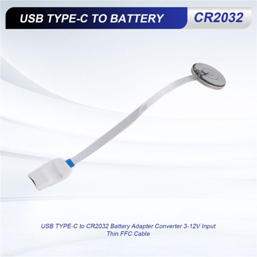 USB TYPE-C to CR2032 Battery Adapter Converter 3-12V Input Thin FFC Cable 1