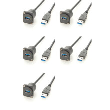 5X D Typ USB 3.0 Hane Till Hona Förlängningskabel Typ A XLR Panelmonterad Omvandlare USB A Chassiflänskopplingskabel