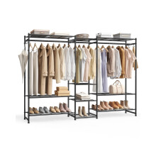 Open Wardrobe Clothing Rack - 30L - Steel - 10 Shelves - 2 Clothes Rails