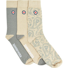 Lambretta Mens Paisley 3 Pack Crew Socks - Iron Stone - OS