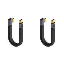 2X Cable USB 4 Acodado Corto de 13,5 cm, Tipo C, 40 Gbps, PD240W, Cable de Carga