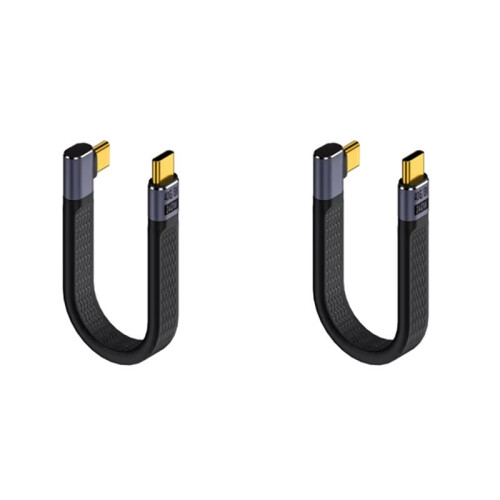 2X Cable USB 4 Acodado Corto de 13,5 cm, Tipo C, 40 Gbps, PD240W, Cable de Carga