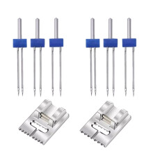6Pack Double Twin Needles Wrinkled Needle with 2 PCS 9 Pintuck Presser Foot for Sewing Machine Accessories 5FM