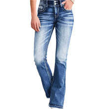 Bootcut-Jeans mit Po-Formung, Dehnbar, Lässig, Trendig, Ausgestelltes Bein, Herbst/Winter für Damen Blau L