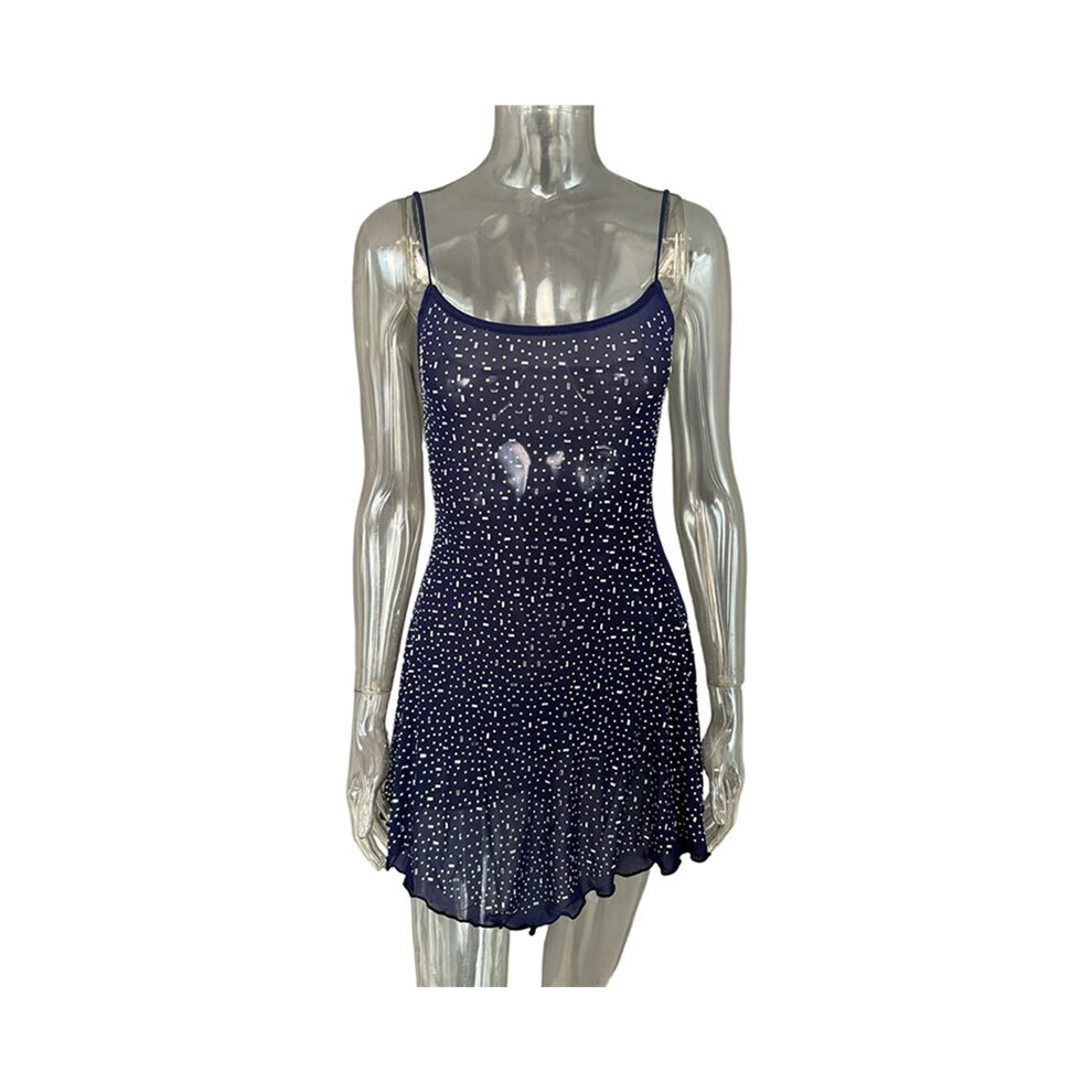 Royal Robe Robe Robe Moulante Transparente à Sequins et Fines Bretelles pour Soirée de ...