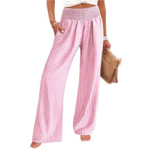 Women'S Striped Gingham Palazzo Pants Wide Leg High Waisted Lounge Pajama Pants with Pockets XL